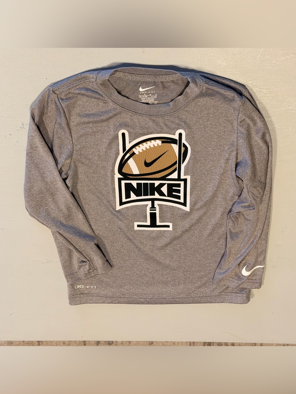 Nike Gray Long-Sleeve Football Graphic Tee